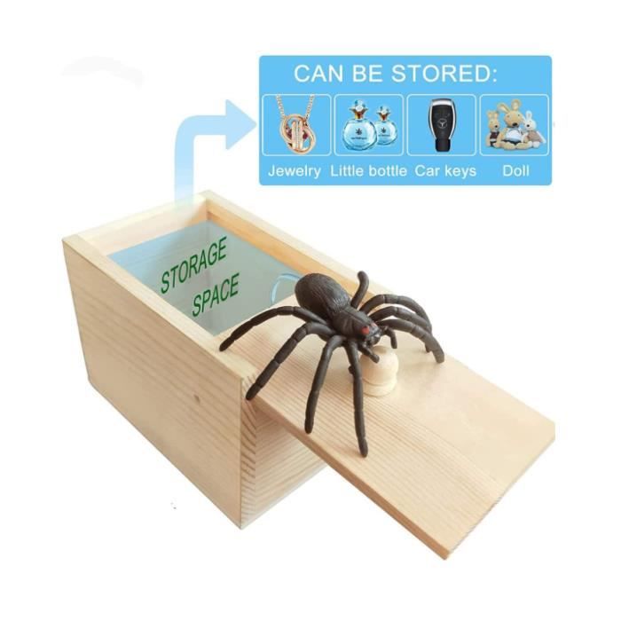 Boîte en bois d'araignée en caoutchouc pour enfants, fausse langue, salle,  lampe à pouce, éjection, boîte à bonbons, jouets amusants, cadeau  d'Halloween - AliExpress