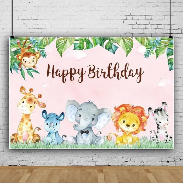 2.1X1.5M Toile De Fond Joyeux Anniversaire Plancher En Bois Aquarelle