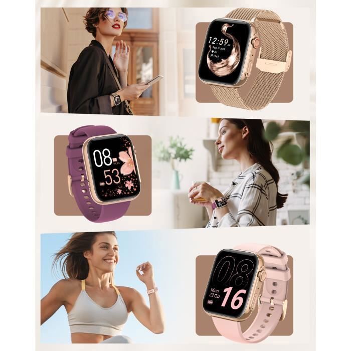 Montre Connectée 1.85" HD - Appels Bluetooth, 140+ Modes Sport, Monitoring Sommeil/fréquence Cardiaque, étanche IP68, Android IOS