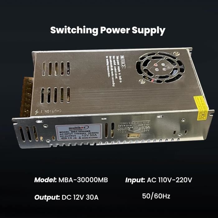 Alimentation à Découpage 12V 30A 360W - Transformateur 110V/220V AC-DC, Pour LED, Imprimantes 3D, Projets Électroniques