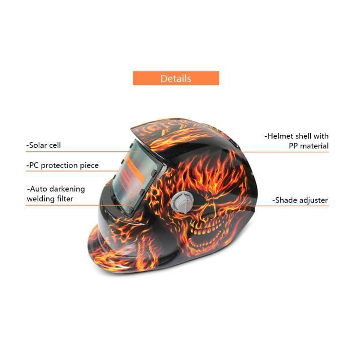Casque De Soudure à Teinte Automatique - Visière Ajustable, Filtre Anti-UV/IR - Pour Atelier, Bricolage, Professionnel - Taille Unique
