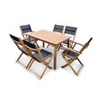 Salon de jardin en bois extensible - Table 120/180cm avec rallonge. 2 fauteuils et 4 chaises. en bois d'Eucalyptus  huilé et-3