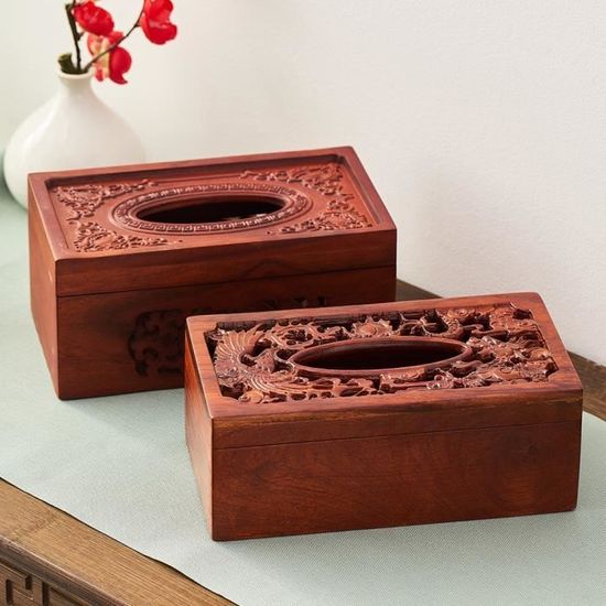Boîte à mouchoirs en papier de style chinois vintage en bois boîte à