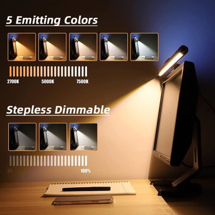 RGB Lampe ecran pc ordinateur Anti-lumière Bleue lampe de lecture led  commande tactile barre lumineuse ecran - Black[D8036] - Cdiscount Maison
