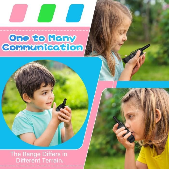 QUOLIX Talkie Walkie Enfants, 2 Voies Longue Portée 8 Canaux Avec Fonction Vox, Talkie Walkies Bon Aide Pour Camping,Cyclisme, Cadeau De Fête à La Mode Pour Garçons Et Filles(Camouflage_Rose+Violet