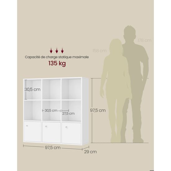 Bibliothèque Enfant 3 Niveaux – 10 Cubes – Chêne – 110x84x29.3 Cm – Rangement Jouets, Livres – Salon, Chambre - 2