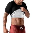 Vêtements de Sudation Homme Gilet Minceur Sauna T Shirt Amincissante Ventre Plat Survêtement Manches Courte Fitness Sport-0