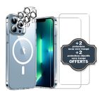 EVETANE Coque Anti-choc Magsafe compatible Iphone 13 Pro Max Transparente + 2 protections écran et 2 protections objectif caméra