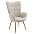 MEUBLES COSY Fauteuil scandinave avec accoudoirs en tissu beige capitonné - KAS