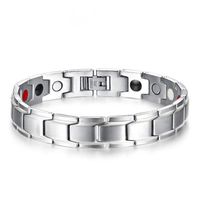 TD® Bijoux Bracelet argen or pour hommes-bracelet avec motif dorée pour cadeau homme-bijoux magnétique