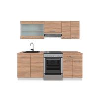 Cuisine Intégrée Vicco R-LINE 200 Cm - Blanc/Anthracite - Bloc Cuisine