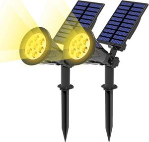 LAMPE DE JARDIN  Spot Solaire Extérieur, 2 packs Lampe Solaire de 7