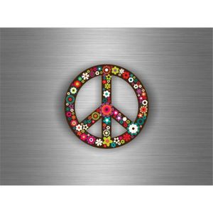 Akachafactory Autocollant Sticker Voiture Moto Deco Peace Love Hippie Arc en Ciel