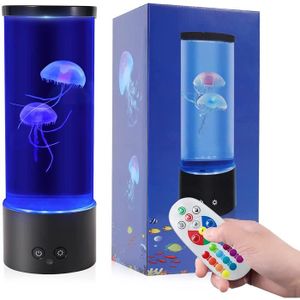 Alimenté par Batterie/USB Relaxante Light pour Enfants Hommes Femmes Décoration Cadeau Lampe Meduse Lumineuse Aquarium 17 Couleurs Changeantes Jellyfish Lamp avec Télécommande 