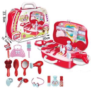 12 pi/èces Maquillage Enfant en Bois Fille Trousse de Maquillage Fille 3 AMITAS Mallette de Coiffure Ans