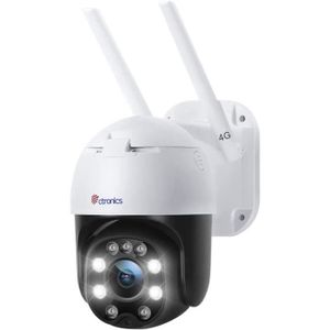 CAMÉRA IP Ctronics 3G/4G LTE Caméra Surveillance Extérieure Vision Nocturne Couleur 25M PTZ 355°90°Suivi Automatique Détection Humaine