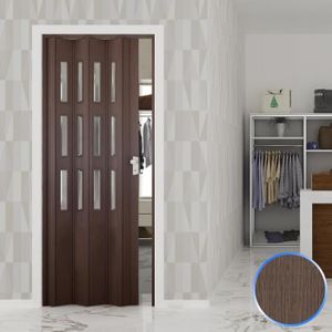 Porte pliante pvc accordèon cerisier bouton coulissante 83x214 mod maya -  Cdiscount Bricolage