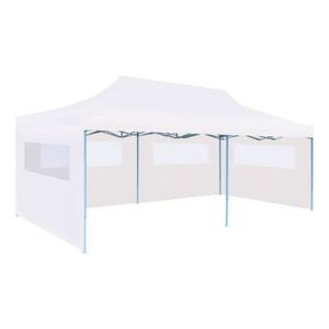 TONNELLE - BARNUM PIMPIMSKY Tente de réception pliable 3 x 6 m Hauteur 3.15 m avec 3 parois amovibles et fenêtres transparentes Blanc