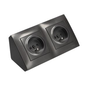PRISE Prise d'angle double 2x230V Type F 16A anthracite 