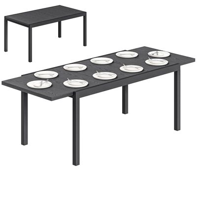 Tuintafel Uitschuifbaar 12 Personen Aluminium Hout Effect Murano  320 X 100 Cm Antraciet 109663