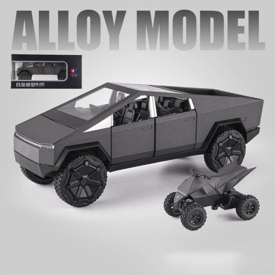 Jouet Tesla Cybertruck 1:32 TOPRON - Avec Caravane Et Moto - Lumière Et Son - À Partir De 3 Ans