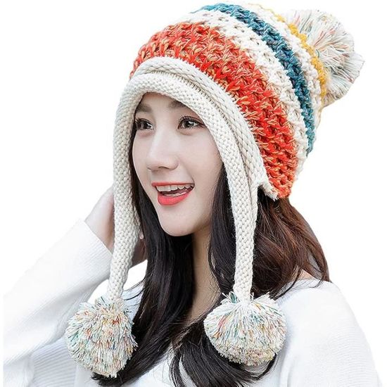 Bonnet Souple En Tricot Polaire Pour Femme - Doublure Peluche, Taille Unique, Couleurs Variées - Hiver, Sport Plein Air