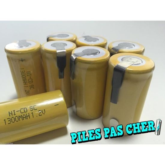 8 PILES ACCUS Sub C Nimh RECHARGEABLE 1.2V 1300mAH à LANGUETTE PATTE