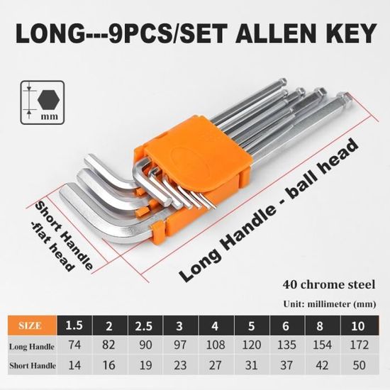 MichaelPro MP001044 Jeu De 8 Clés Allen Avec Poignée Et Support De