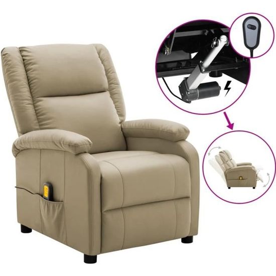 70270Haut de gamme® Fauteuil Relax électrique - Fauteuil de massage pour Salon ou Chambre à coucher - Cappuccino Similicuir