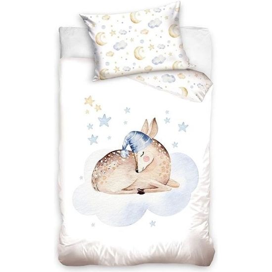 Parure De Lit Bébé Réversible 100x135 Cm – Coton Blanc Et Rose – NEUF