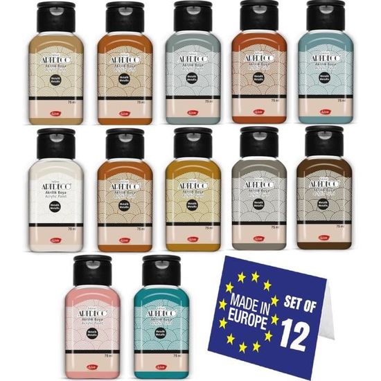 Lot De 20 Peintures Acryliques Haute Qualité – 12 Ml Chacune – Couleurs Assorties