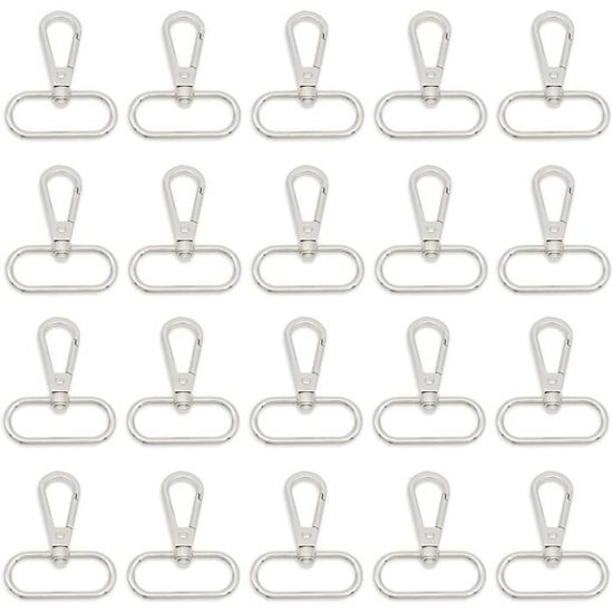 35 Pièce 20mm Porte Clef Mousqueton Porte Clé 360° Rotatif Métal