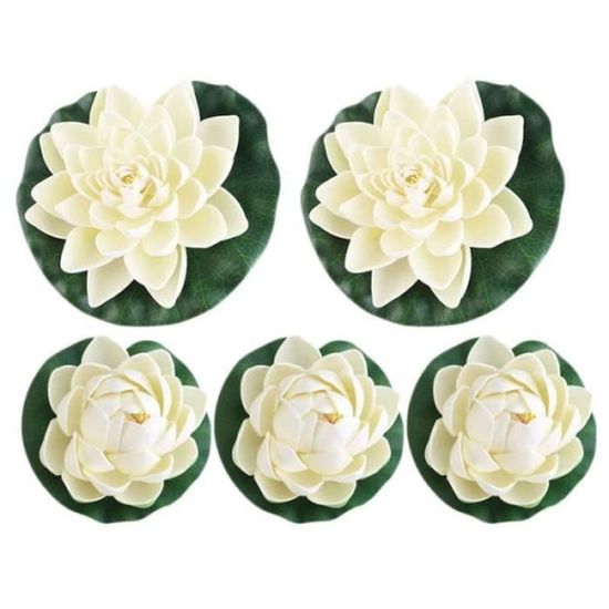Lot De 6 Nénuphars Artificiels Flottants Blancs 10 Cm - Fleurs De Lotus Pour Étang, Piscine Et Jardin