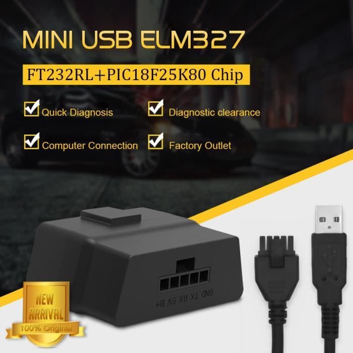 Outil de Diagnostic de voiture ELM327 V1.5 V07HU PIC18f25k80 USB origine, puce FT232RL, Port USB RS232 sur PC ELM XL2194153