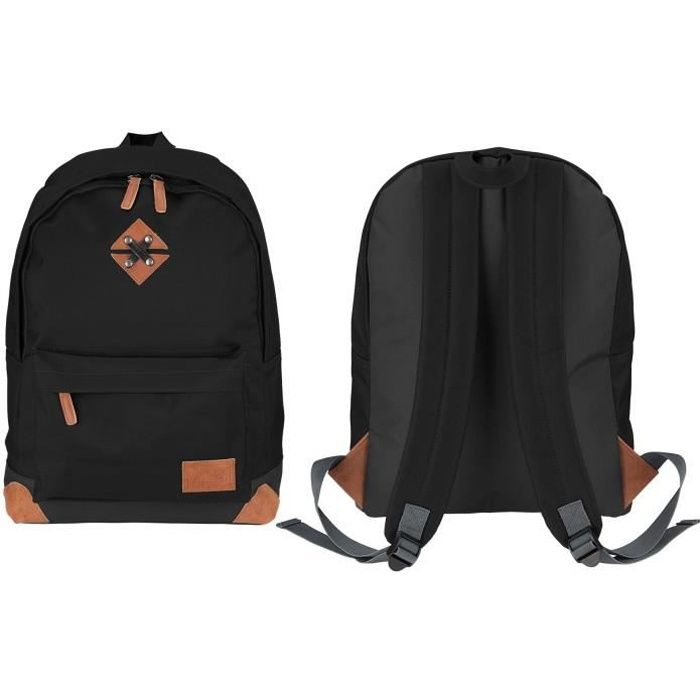 ABBEY Sac à dos de taille moyenne - 100% Polyester 300T - 42 x 30 x 16 cm - Capacité : 20 L - Noir et Gris