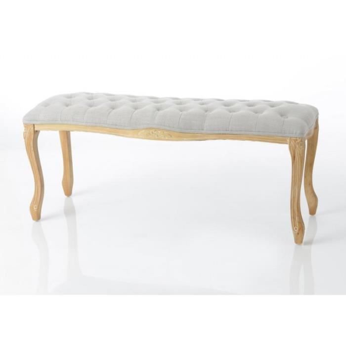 Banquette bombée en tissu coton capitonné gris