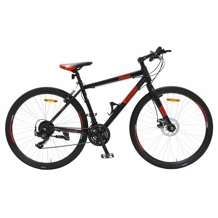 AMIGO VTT Hardtail Control 28 pouces 47 cm Unisexe 21SP V-Brake Noir/Rouge