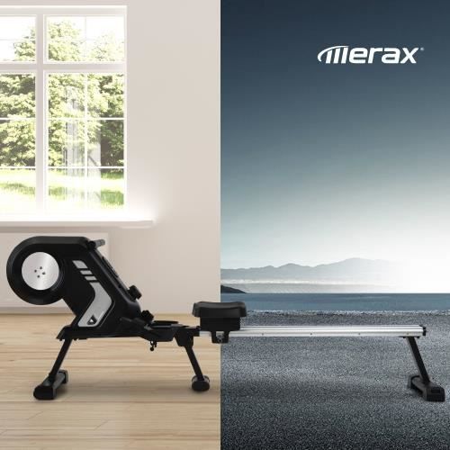 Rameur pliable avec résistance magnétique, écran LCD, pédales antidérapantes et roues de transport pour la salle de gym à domicile,