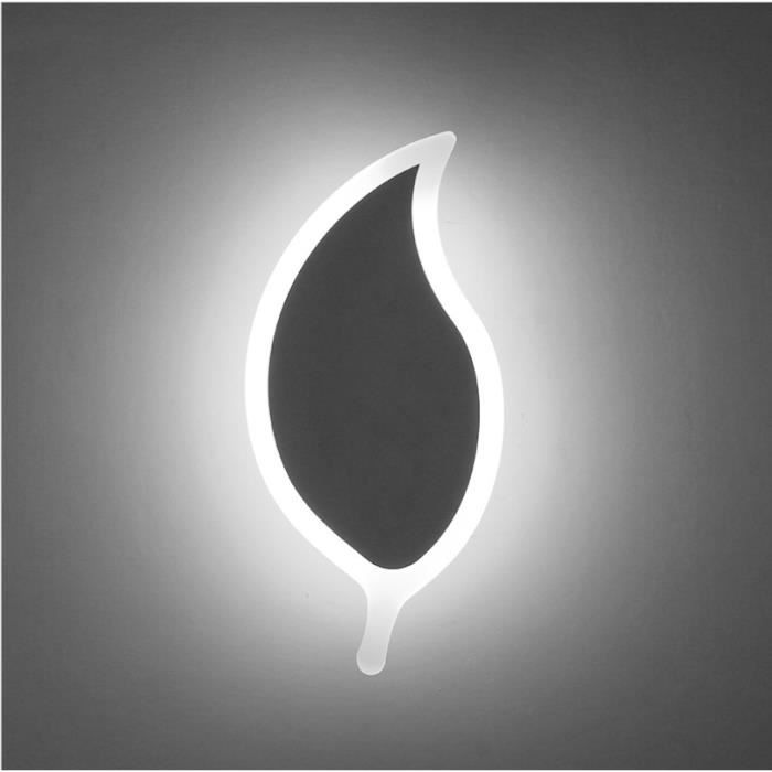 Applique murale feuille blanche, applique murale acrylique LED, lampe de chevet chambre couloir couloir