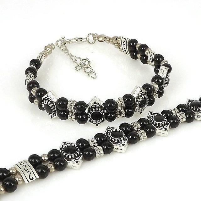 Bijoux fantaisie Bracelets de perles décées Bracelet de bijoux tibétains Options_Noir