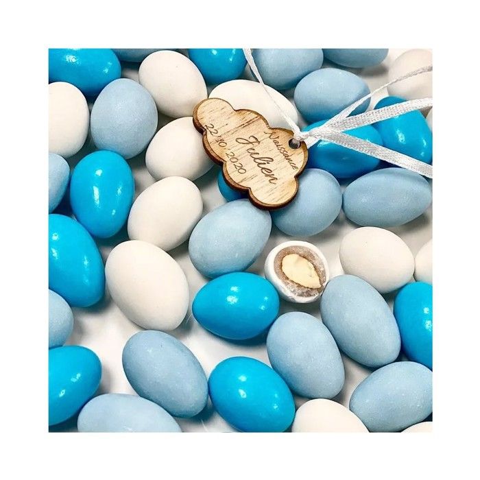 Dragées amandes fines tendres 1kg - Coloris blanc bleu caraïbes - Fabrication française