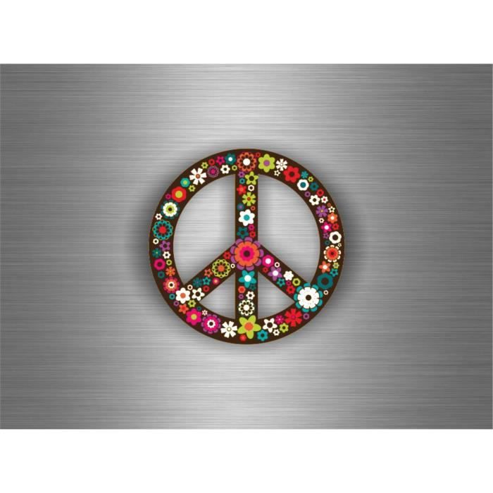Autocollant sticker peace and love fleur