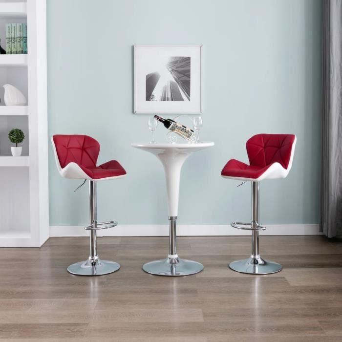 Magnifique Lot de 2 Tabouret de salon Tabouret de bar Design - Chaise de bar - Rouge bordeaux Similicuir ®YYEAYB®