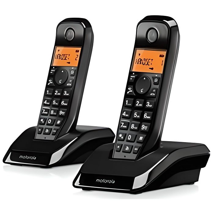 Téléphone fixe Motorola S1202 Duo Noir Blanc - -