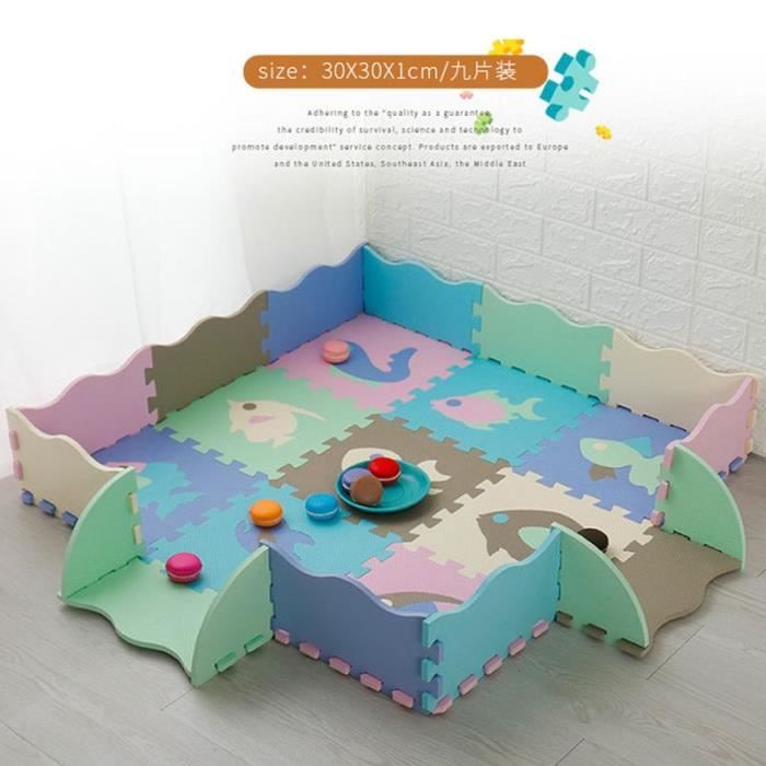 Tapis d'éveil,Tapis de Puzzle de mousse d'eva de tapis de modèle d'animal de bande dessinée avec la barrière - Type with fence