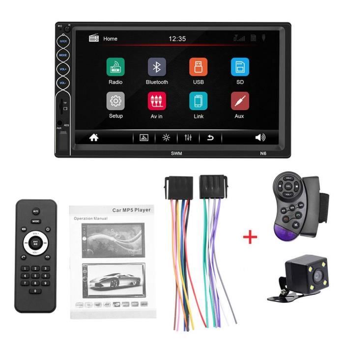 Autoradio 2 din Autoradio 7- HD Autoradio lecteur multimédia 2DIN écran tactile Autoradio MP5 - Type with SWC and camera
