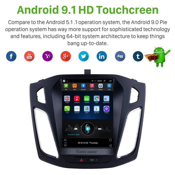 Android 9.1 GPS lecteur multimédia de voiture 2din autoradio pour Ford Focus 2012 2013-2015 Support WIFI OBD2 caméra de recul Confi