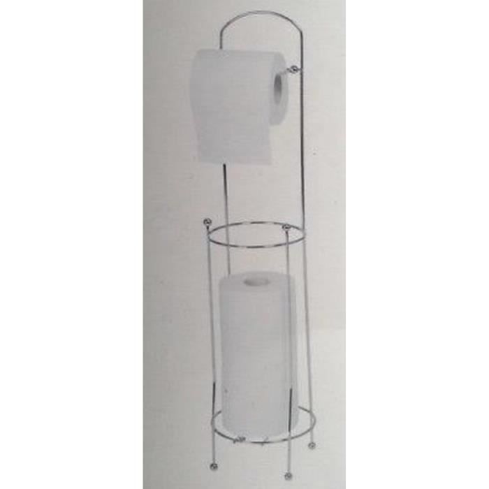 DEROULEUR RACK RANGEMENT COLONNE PORTE ROULEAU PAPIER TOILETTE WC CHROME PAPIER HYGIENIQUE