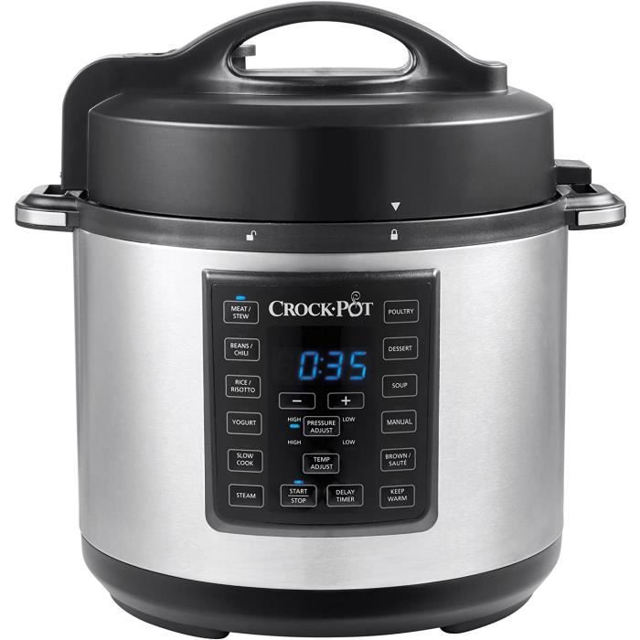 Cuiseur a vapeur, Multi-Cuiseur Express, Mijoteuse, et Sauté Programmables 12 en 1-5 1000 W 5.6 L, Argent-POI