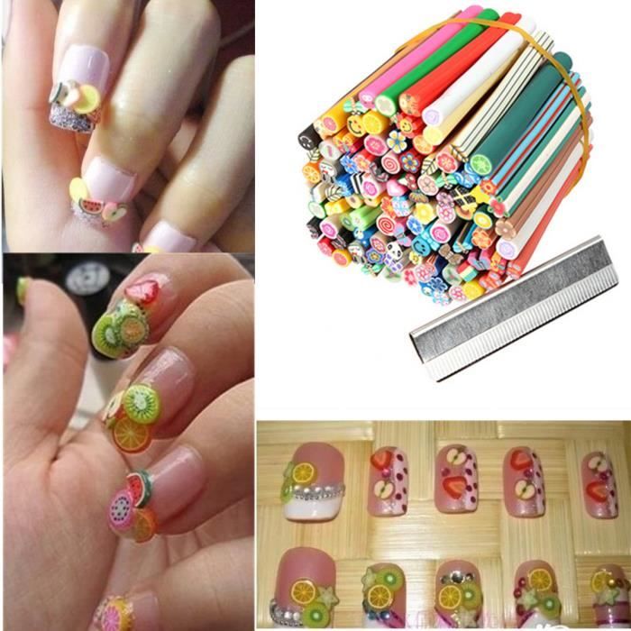 Lot De 100 Bâton Cane Fimo Ongle Polymere Canne Manucure